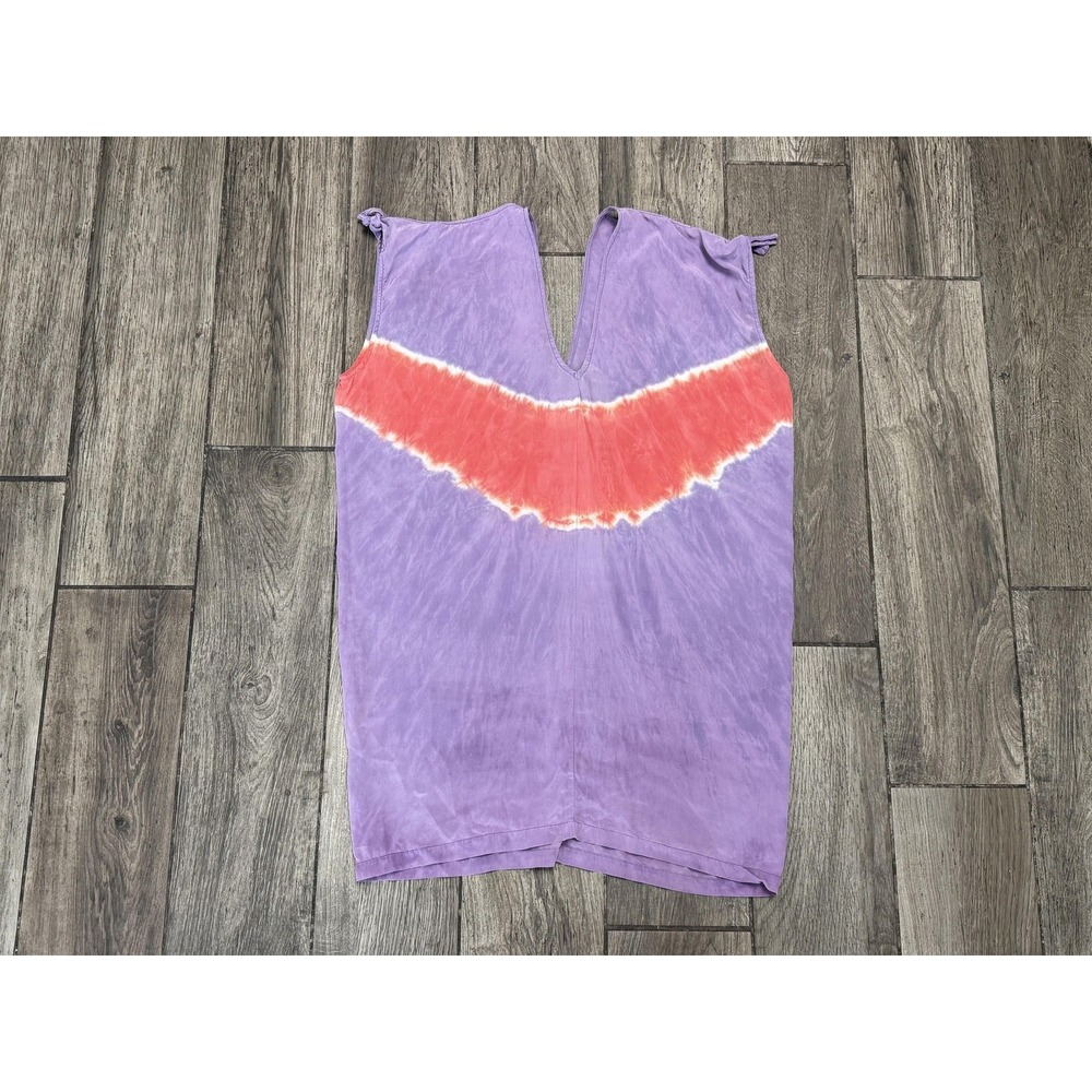 Gypsy 05 Dress Womens XS Purple Silk Tie Dye Chevron V Neck Made in USA W104010